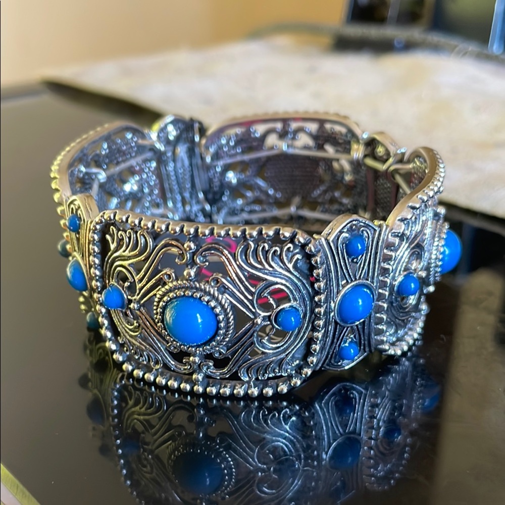 Paparazzi Silver and Blue Bohemian Bracelet